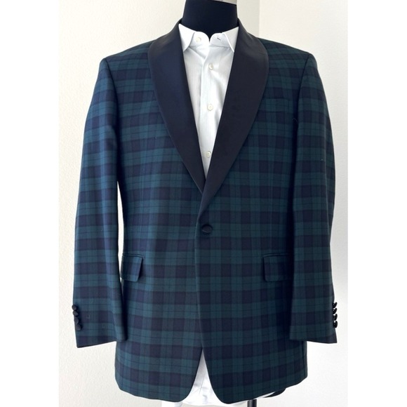 Paul Fredrick Other - RARE Paul Fredrick Black Watch Plaid Tartan 311 Green Dinner Jacket Size 42